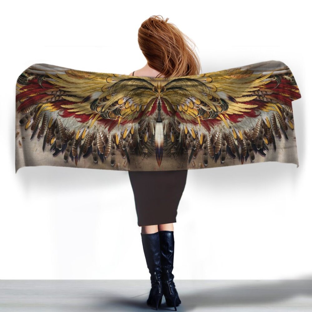 Phoenix Feather Wings in Flight Long Natural Fiber Scarf Shawl - Picture 3 of 10
